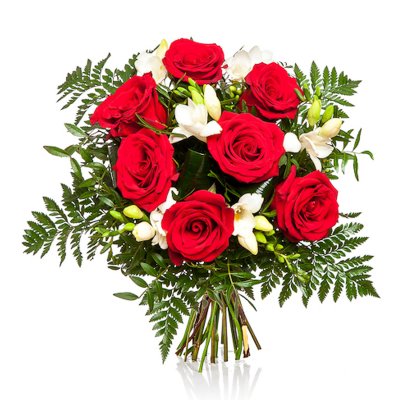 Фрезії та троянди